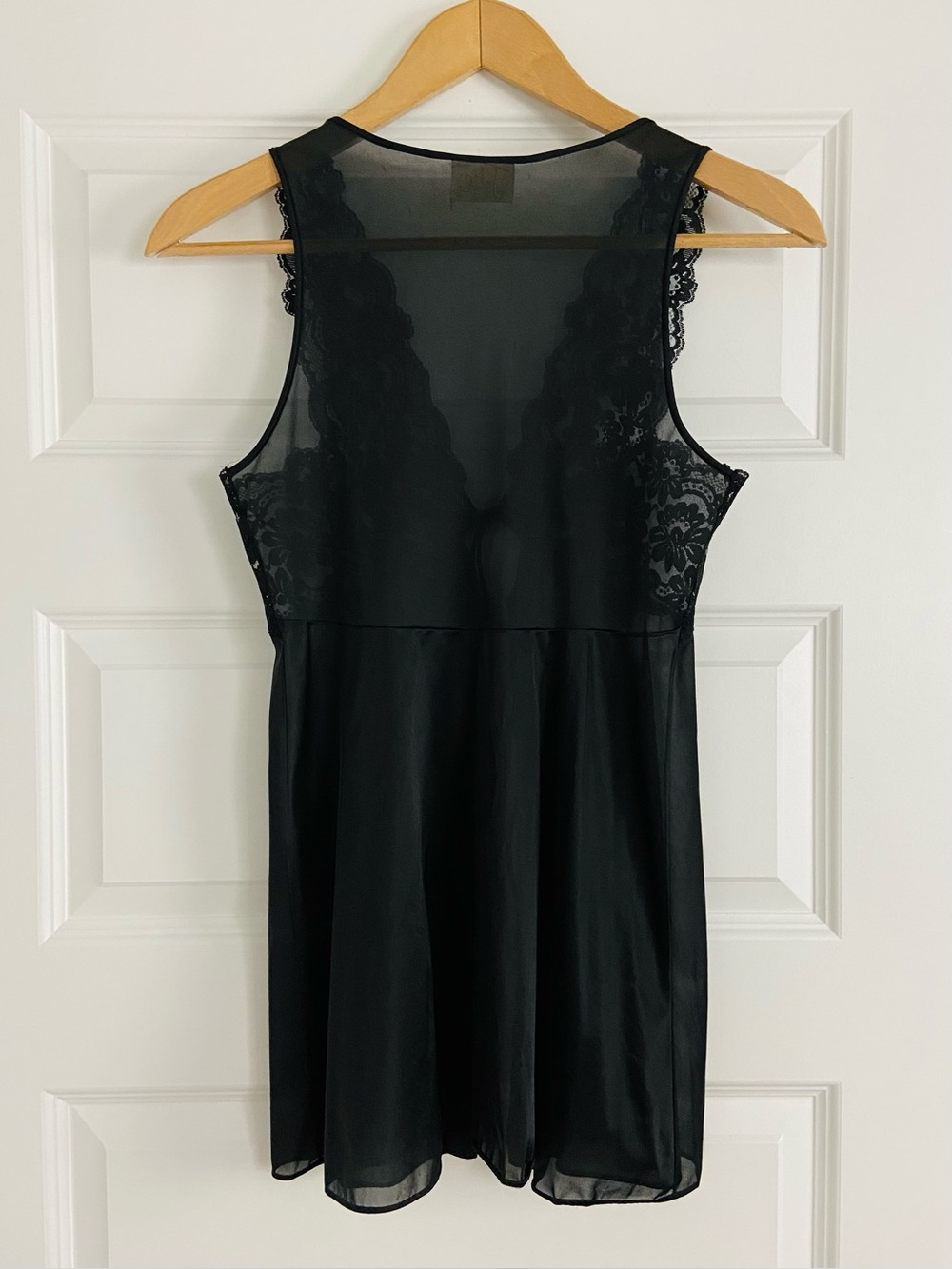 VINTAGE Jolie Black Lace Sheer Babydoll Lingerie Tie Front Chemise Y2K - Picture 6 of 6